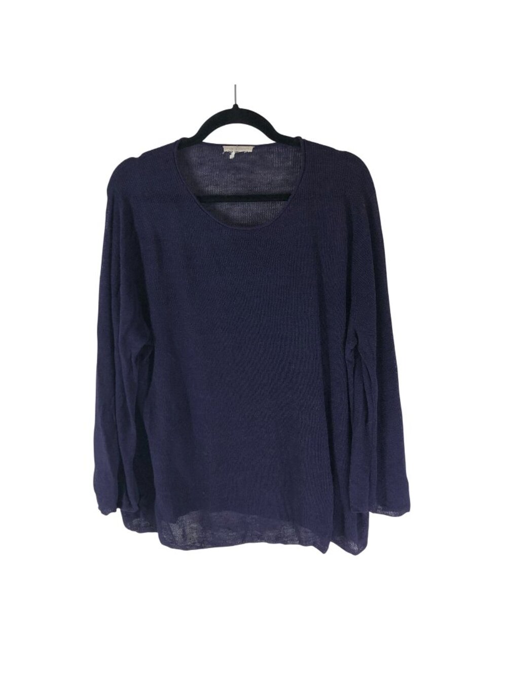 Eileen Fisher Organic Linen Blend Navy Blue Sweater Lightweight Oversized Boxy L